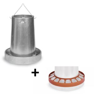Mangeoire à trémie métal avec anneau anti-gaspillage, 20kg